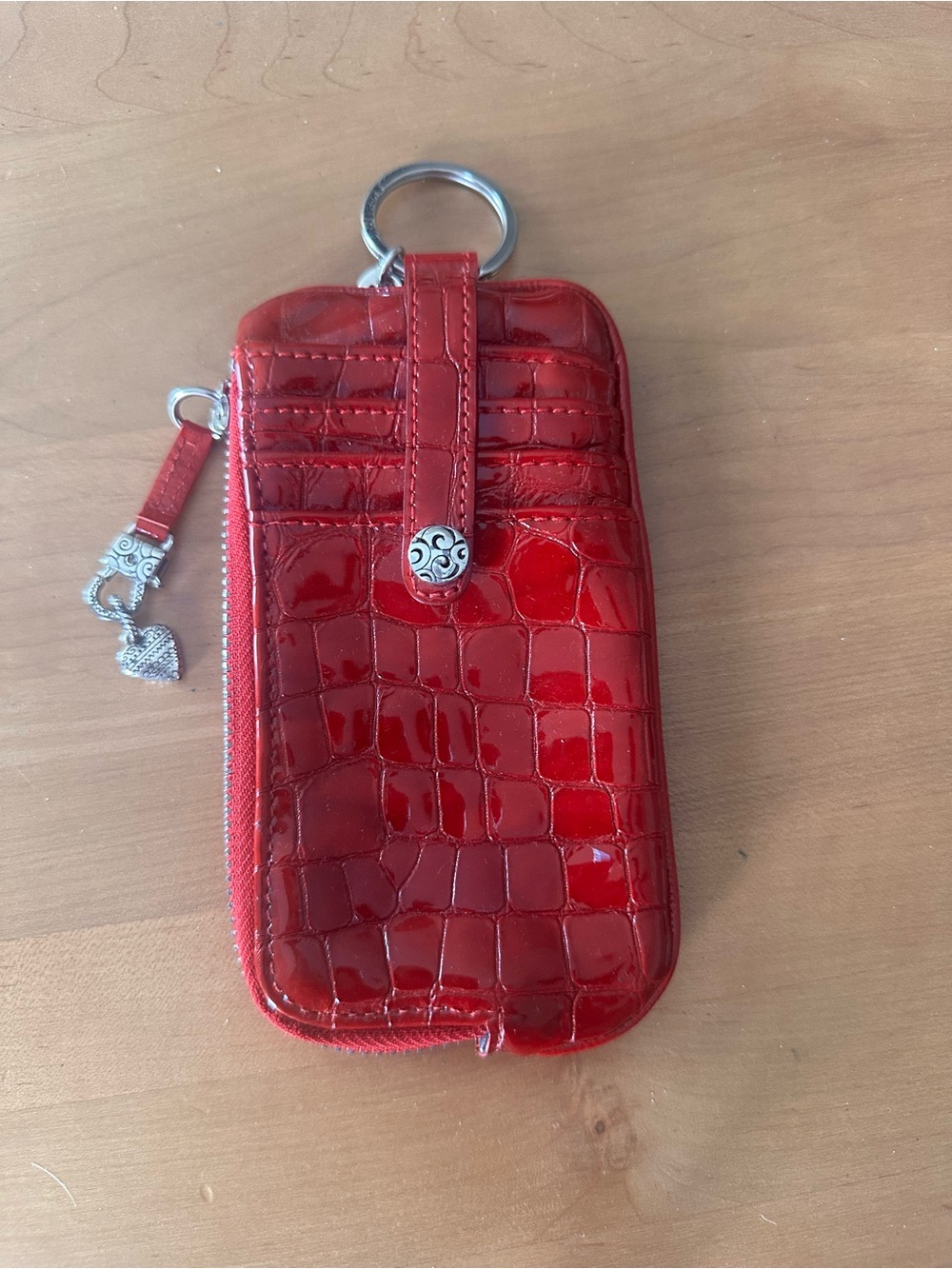 Brighton Red Croc-Embossed Wristlet Key Pouch